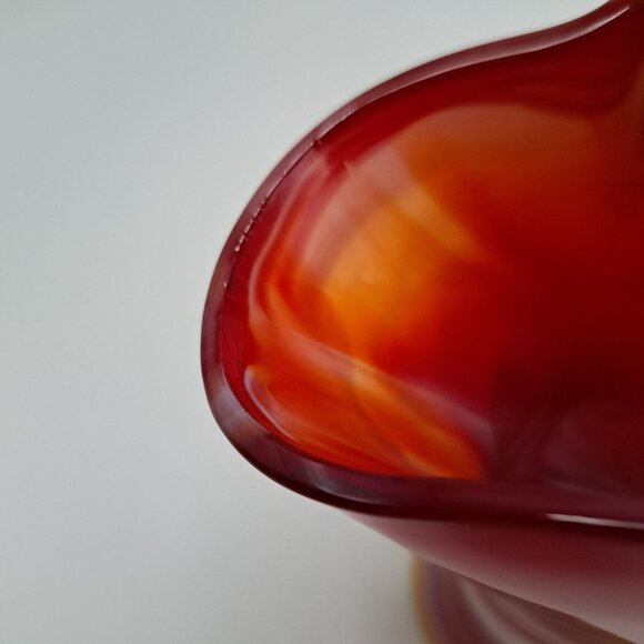 Imperial Slag Glass Basket Swirled Red & White Design Vintage Decorative Piece - Picture 13 of 16